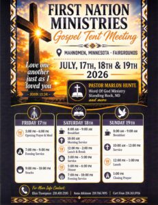 First Nation Ministries Gospel Tent Meeting @ Manhomen Fairgrounds