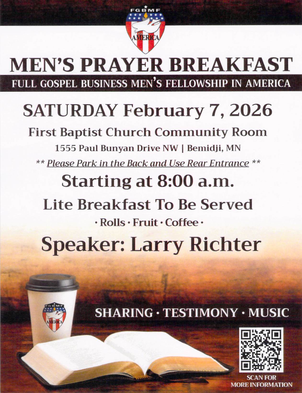 Full Gospel Men's Fellowship Prayer Breakfast @ First Baptist Church Bemidji